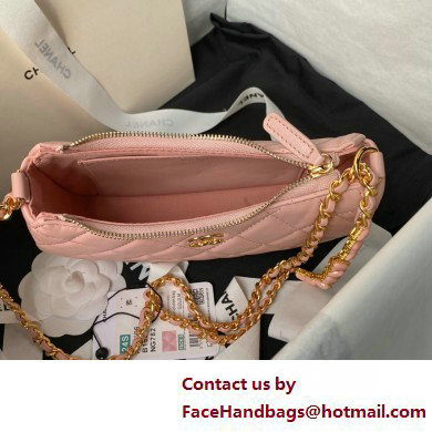 Chanel Shiny Crumpled Calfskin, Resin  &  Gold-Tone Metal Clutch with Chain Bag AP3786 Pink 2025